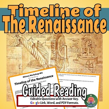 Preview of Timeline of the Renaissance Guided Reading (NO PREP, Google, PDF)