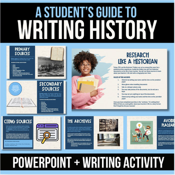 Preview of Primary + Secondary Sources | History Writing Lesson and Activity