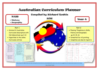 Preview of History and Geography Australian Curriculum Planner- Year Four