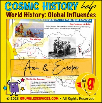 Preview of Global Influences World & US History: Asia & Europe Montessori Geography pages