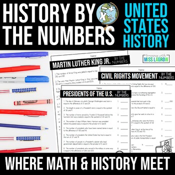 Preview of History by the Numbers Bundle - Math and US History Activity Pack
