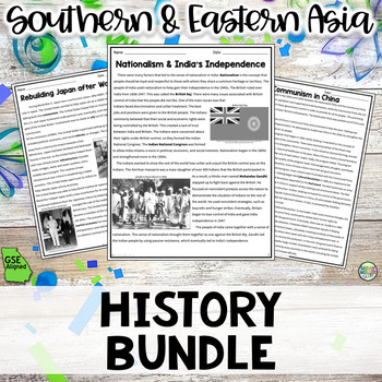 Preview of History in Southern & Eastern Asia BUNDLE Reading Packets (SS7H3) GSE Aligned
