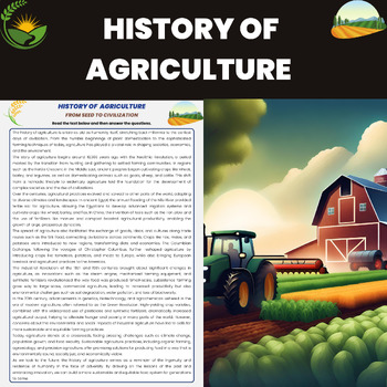 Preview of History of  Agriculture Reading Comprehension | History of Farming