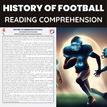 Preview of History of American Football Reading Comprehension | History of Sports