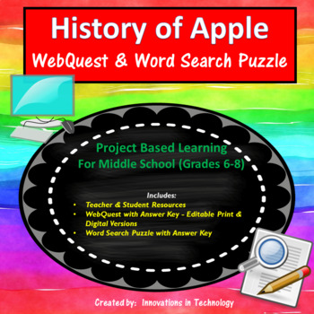 Preview of History of Apple - WebQuest & Word Search Puzzle