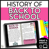 History of Back to School Social Studies Activity - Readin