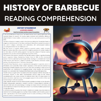 Preview of History of Barbecue Reading Comprehension | History of Food