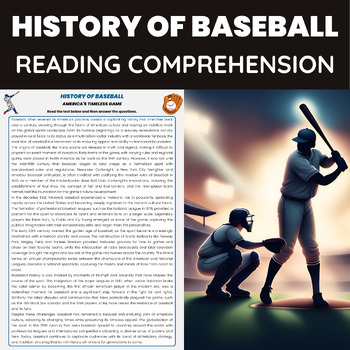 Preview of History of Baseball Reading Comprehension | History of Sports