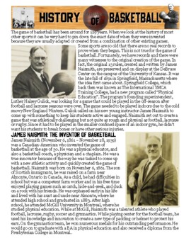 Preview of History of Basketball Activity Packet