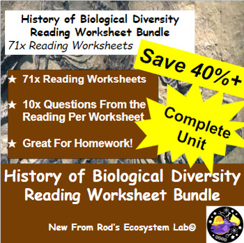 Preview of History of Biological Diversity Full Unit Reading Worksheet Bundle *Editable*
