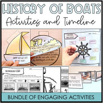 Preview of Boats Then and Now Transport Technology Activities and Timeline 1st, 2nd Grade