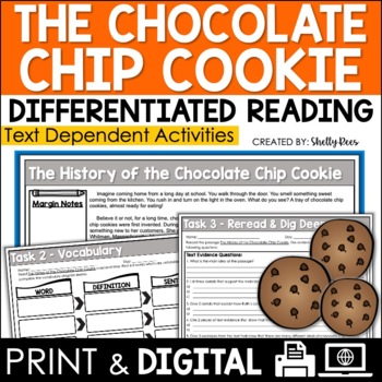 Preview of History of Chocolate Chip Cookies Reading Comprehension Passage & Worksheets