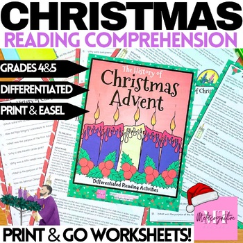 Preview of History of Christmas Advent Reading Comprehension Worksheets