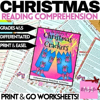 Preview of History of Christmas Crackers Reading Comprehension Worksheets