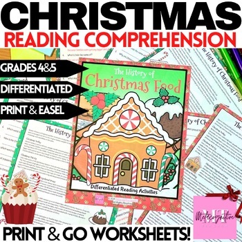 Preview of History of Christmas Food Reading Comprehension Worksheets