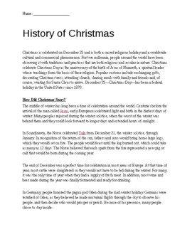 Preview of History of Christmas - Reading, Questions & Webquest