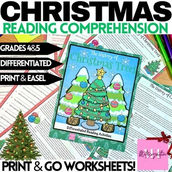 Preview of History of Christmas Trees Reading Comprehension Worksheets