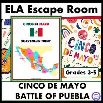 Preview of History of Cinco de Mayo Battle of Puebla Escape Room Scavenger Hunt Printable
