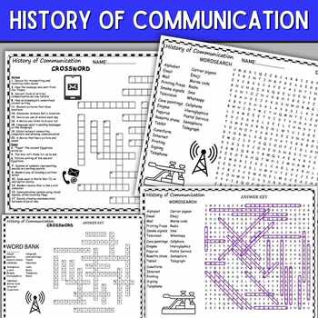Preview of History of Communication Fun Puzzles ,Word Search And Crosswords