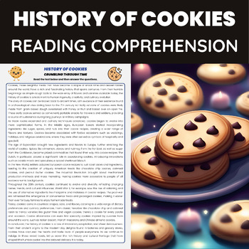 Preview of History of Cookies Reading Comprehension | History of Food