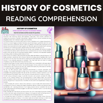 Preview of History of Cosmetics Reading Comprehension | Beauty and Cosmetics History