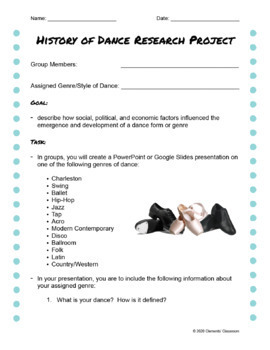 dance research project ideas