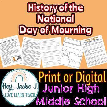 Preview of History of Day of Mourning Thanksgiving Middle Junior High School One Pager