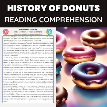 Preview of History of Donuts Reading Comprehension | History of Food