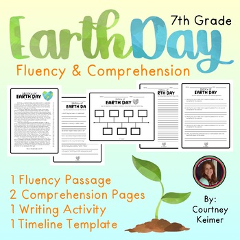 Preview of History of Earth Day Fluency Passage & Comprehension Activities {Grade 7}