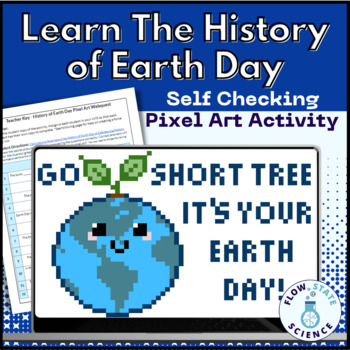 Preview of History of Earth Day | Self-Checking Pixel Art WebQuest in Google Sheets