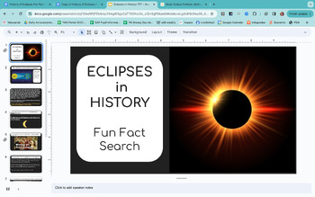 Preview of History of Eclipses: cross curricular web quest (Social Studies April 8, 2024)