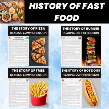 Preview of History of Fast Food Reading Comprehension Worksheet Bundle | Fast Food American