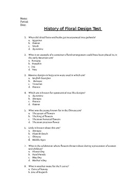 History Of Floral Design Test Review Key Test Key By Ag Teacher Life,Affordable Designer Clothes