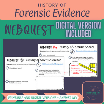 Preview of History of Forensic Science Webquest