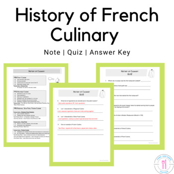 Preview of History of French Culinary Unit