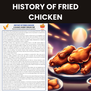 Preview of History of Fried Chicken Reading Comprehension | History of Food