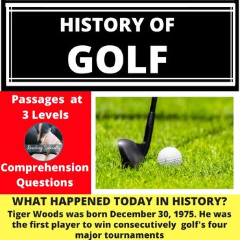 Preview of History of Golf Passage & Comprehension Questions Dec 30  (digital)