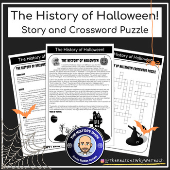 Preview of History of Halloween Close Reading Story and Word Puzzle Activity