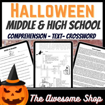 Preview of History of Halloween Comprehension & Crossword for Middle & High School