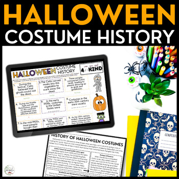 Preview of History of Halloween Costumes Reading Comprehension Activity - Digital Game