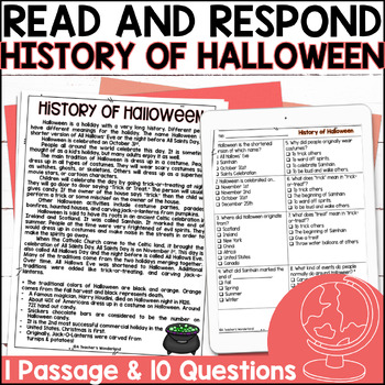 History of Halloween Passage & Quiz Google Forms | Distance Learning