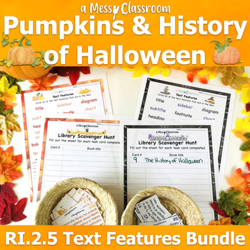 Preview of History of Halloween & Pumpkins Nonfiction Reading Bundle RI.2.5 Text Features