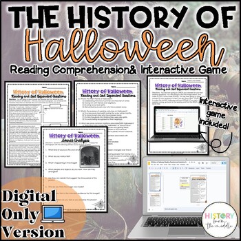 Preview of History of Halloween - Reading Comprehension & Game - Digital