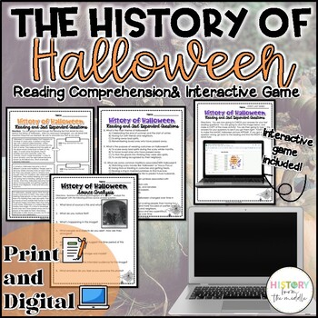 Preview of History of Halloween - Reading Comprehension & Game - Print and Digital
