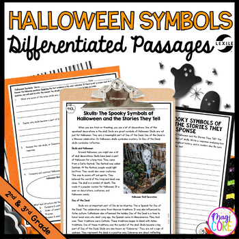 Preview of History of Halloween Symbols Differentiated Reading Comprehension Passages ELA