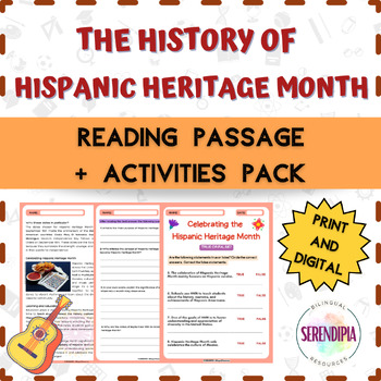 Preview of History of Hispanic Heritage Month | READING PASSAGE + ACTIVITIES Middle School