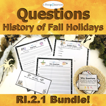 Preview of History of Fall Holidays Nonfiction Text Bundle RI.2.1 Ask & Answer Questions