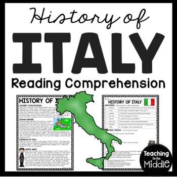 History of Italy Reading Comprehension Worksheet Country Studies Europe