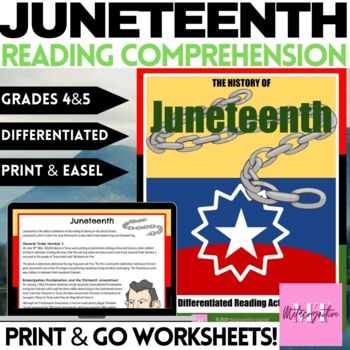 Preview of History of Juneteenth Reading Comprehension Worksheets