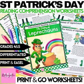 Preview of History of Leprechauns St Patrick's Day Reading Comprehension Worksheets